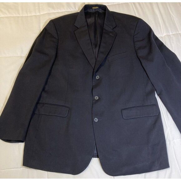 Stafford Suit Jacket 48L Navy Blue 3 Button Blazer - Picture 4 of 16